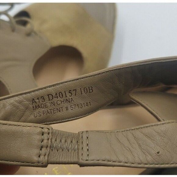 Nwob Cole Haan Nikeair Heath Womens Tan Leather Fabric Lace Up Wedge sandal 10B - Picture 7 of 10